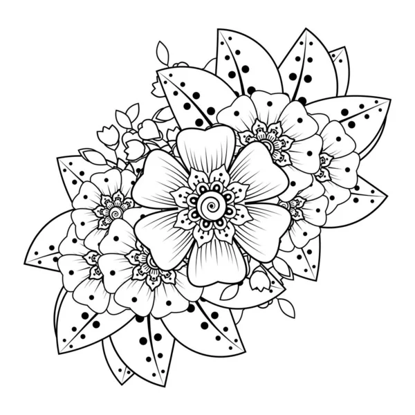 Bloemen Zwart Wit Doodle Art Voor Kleurboek Ronde Patroon Vorm — Stockvector