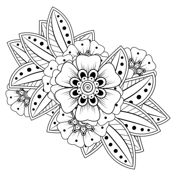 Flowers Black White Doodle Art Coloring Book Circular Pattern Form — 스톡 벡터