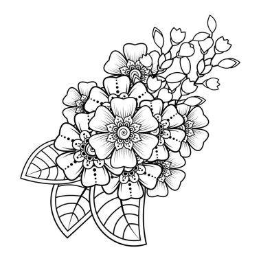 Floral Background with mehndi flower. Decorative ornament in ethnic oriental style. Coloring book.