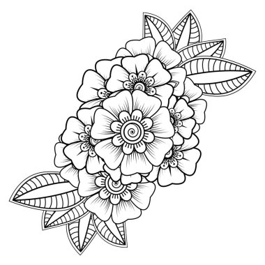 Floral Background with mehndi flower. Decorative ornament in ethnic oriental style. Coloring book.