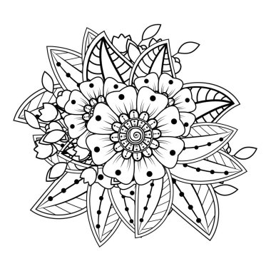 Floral Background with mehndi flower. Decorative ornament in ethnic oriental style. Coloring book.