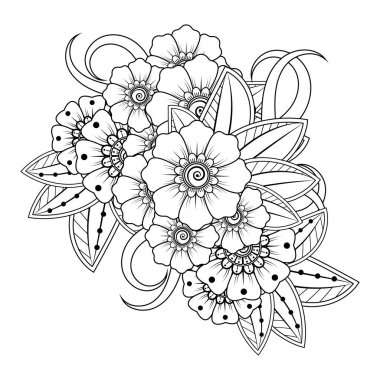 Floral Background with mehndi flower. Decorative ornament in ethnic oriental style. Coloring book.