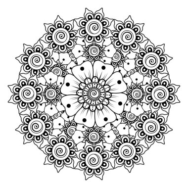 Floral Background with mehndi flower. Decorative ornament in ethnic oriental style. Coloring book.