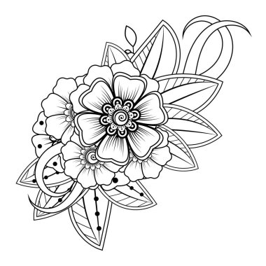 Floral Background with mehndi flower. Decorative ornament in ethnic oriental style. Coloring book.