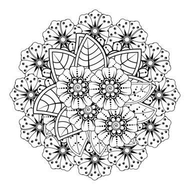 Floral Background with mehndi flower. Decorative ornament in ethnic oriental style. Coloring book.