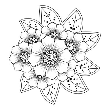 Floral Background with mehndi flower. Decorative ornament in ethnic oriental style. Coloring book.