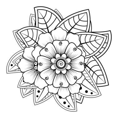Floral Background with mehndi flower. Decorative ornament in ethnic oriental style. Coloring book.