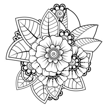 Floral Background with mehndi flower. Decorative ornament in ethnic oriental style. Coloring book.