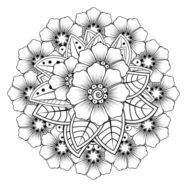 Floral Background with mehndi flower. Decorative ornament in ethnic oriental style. Coloring book.
