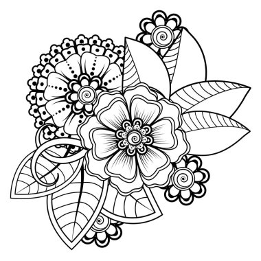 Floral Background with mehndi flower. Decorative ornament in ethnic oriental style. Coloring book.