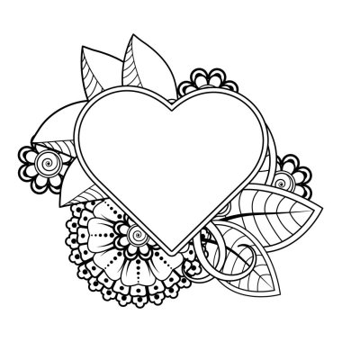 Floral Background with mehndi flower. Decorative ornament in ethnic oriental style. Coloring book.