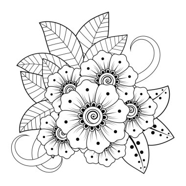 Floral Background with mehndi flower. Decorative ornament in ethnic oriental style. Coloring book.