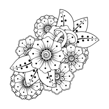 Floral Background with mehndi flower. Decorative ornament in ethnic oriental style. Coloring book.