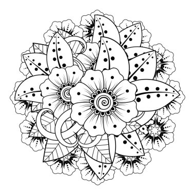 Floral Background with mehndi flower. Decorative ornament in ethnic oriental style. Coloring book.