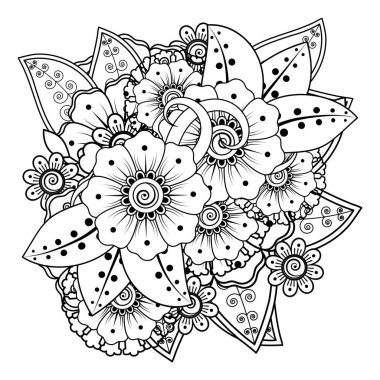 Floral Background with mehndi flower. Decorative ornament in ethnic oriental style. Coloring book.