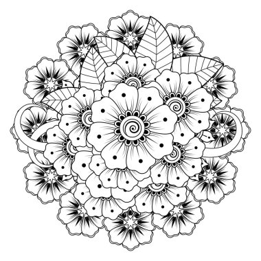 Floral Background with mehndi flower. Decorative ornament in ethnic oriental style. Coloring book.