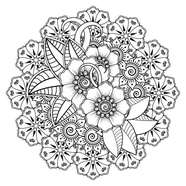 Floral Background Mehndi Flower Decorative Ornament Ethnic Oriental Style Coloring — Stok Vektör