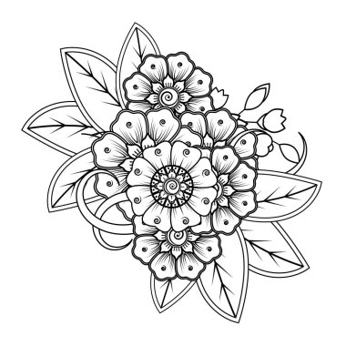 Floral Background with mehndi flower. Decorative ornament in ethnic oriental style. Coloring book.