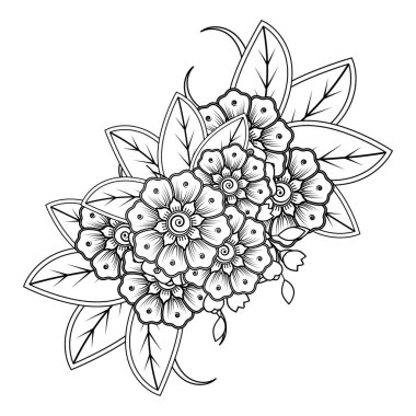 Floral Background with mehndi flower. Decorative ornament in ethnic oriental style. Coloring book.