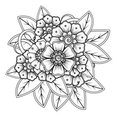 Floral Background with mehndi flower. Decorative ornament in ethnic oriental style. Coloring book.