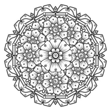 Floral Background with mehndi flower. Decorative ornament in ethnic oriental style. Coloring book.