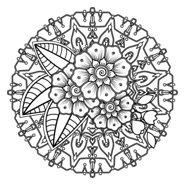 Floral Background with mehndi flower. Decorative ornament in ethnic oriental style. Coloring book.