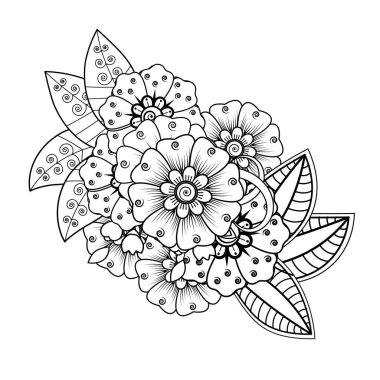 Floral Background with mehndi flower. Decorative ornament in ethnic oriental style. Coloring book.
