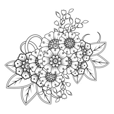 Floral Background with mehndi flower. Decorative ornament in ethnic oriental style. Coloring book.