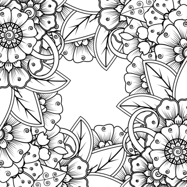 Цветочный Фон Цветком Манди Декоративное Украшение Этническом Восточном Стиле Раскраска — стоковый вектор