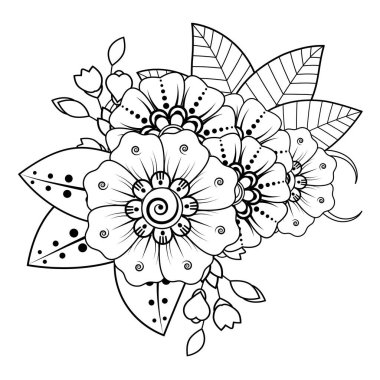 Floral Background with mehndi flower. Decorative ornament in ethnic oriental style. Coloring book.