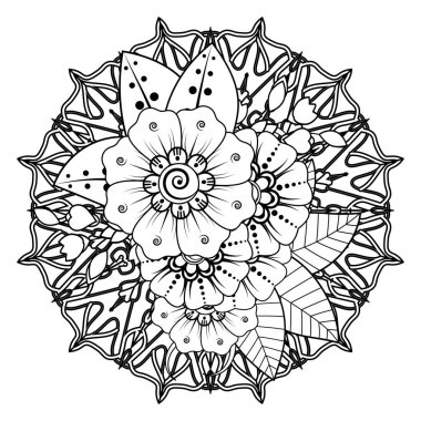 Floral Background with mehndi flower. Decorative ornament in ethnic oriental style. Coloring book.
