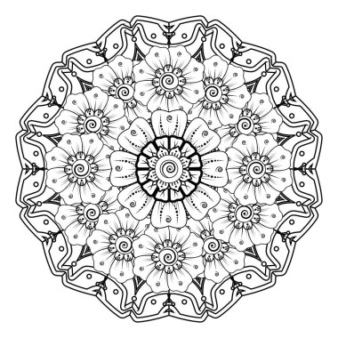 Floral Background with mehndi flower. Decorative ornament in ethnic oriental style. Coloring book.