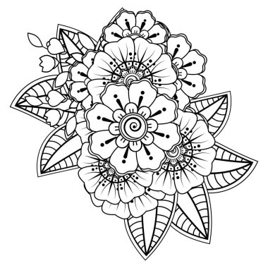 Floral Background with mehndi flower. Decorative ornament in ethnic oriental style. Coloring book.