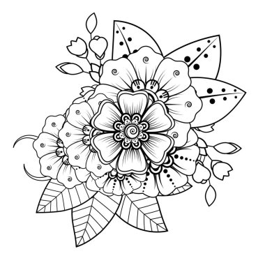 Floral Background with mehndi flower. Decorative ornament in ethnic oriental style. Coloring book.