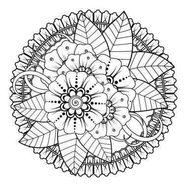 Floral Background with mehndi flower. Decorative ornament in ethnic oriental style. Coloring book.