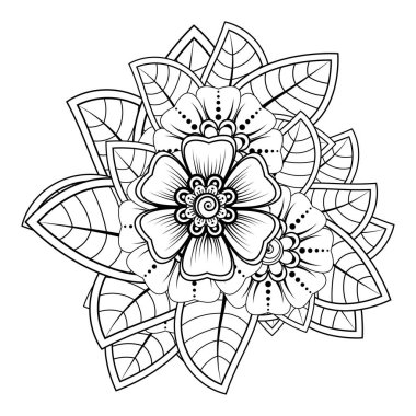 Floral Background with mehndi flower. Decorative ornament in ethnic oriental style. Coloring book.