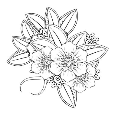 Floral Background with mehndi flower. Decorative ornament in ethnic oriental style. Coloring book.