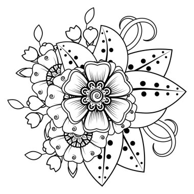 Floral Background with mehndi flower. Decorative ornament in ethnic oriental style. Coloring book.