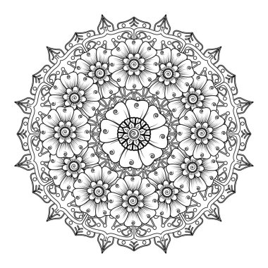 Floral Background with mehndi flower. Decorative ornament in ethnic oriental style. Coloring book.