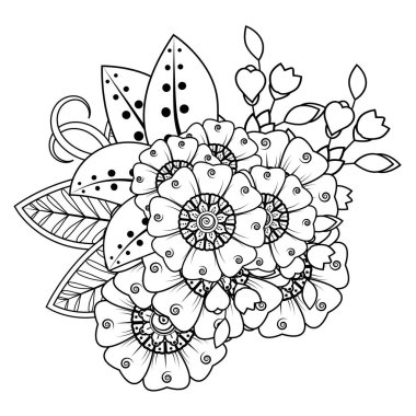 Floral Background with mehndi flower. Decorative ornament in ethnic oriental style. Coloring book.
