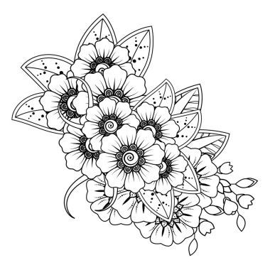 Floral Background with mehndi flower. Decorative ornament in ethnic oriental style. Coloring book.