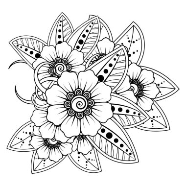 Floral Background with mehndi flower. Decorative ornament in ethnic oriental style. Coloring book.