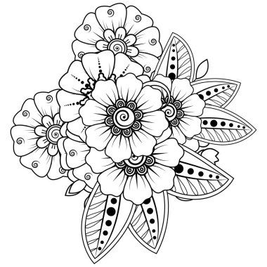 Floral Background with mehndi flower. Decorative ornament in ethnic oriental style. Coloring book.
