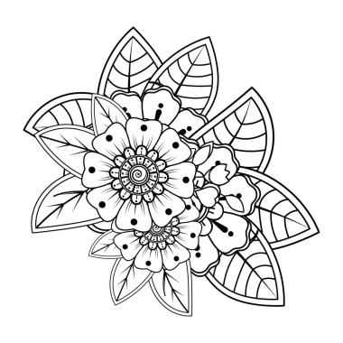 Floral Background with mehndi flower. Decorative ornament in ethnic oriental style. Coloring book.