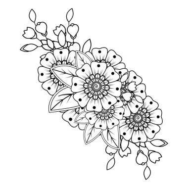 Floral Background with mehndi flower. Decorative ornament in ethnic oriental style. Coloring book.