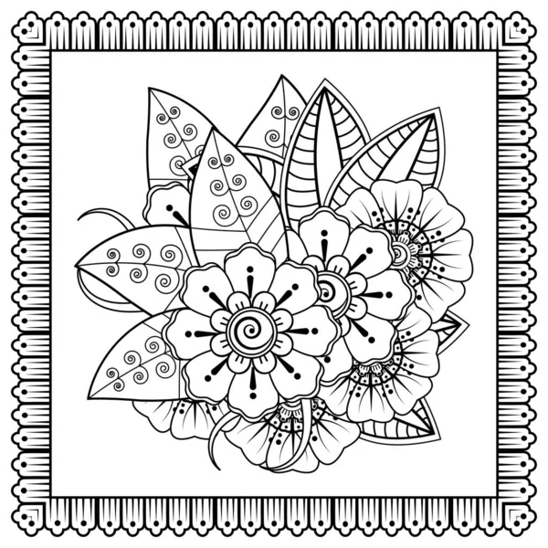 Цветочный Фон Цветком Манди Декоративное Украшение Этническом Восточном Стиле Раскраска — стоковый вектор