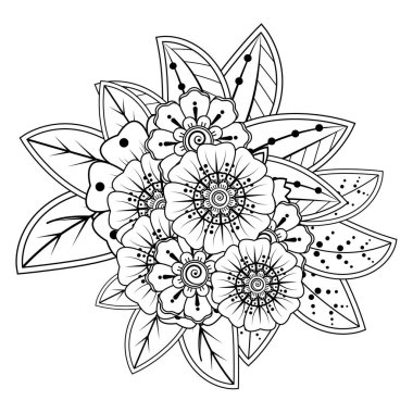 Floral Background with mehndi flower. Decorative ornament in ethnic oriental style. Coloring book.