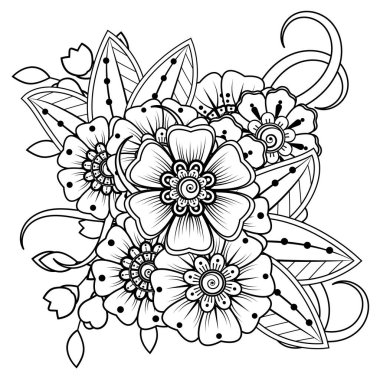 Floral Background with mehndi flower. Decorative ornament in ethnic oriental style. Coloring book.