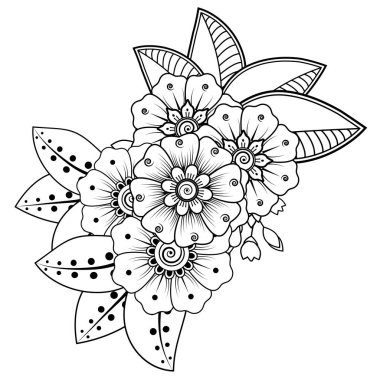 Floral Background with mehndi flower. Decorative ornament in ethnic oriental style. Coloring book.