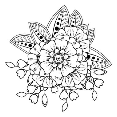 Floral Background with mehndi flower. Decorative ornament in ethnic oriental style. Coloring book.